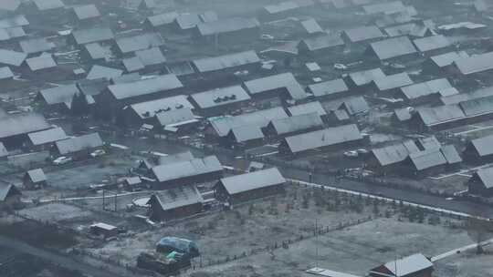 新疆禾木村雪景航拍