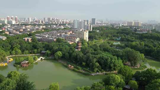 航拍淄博市人民公园