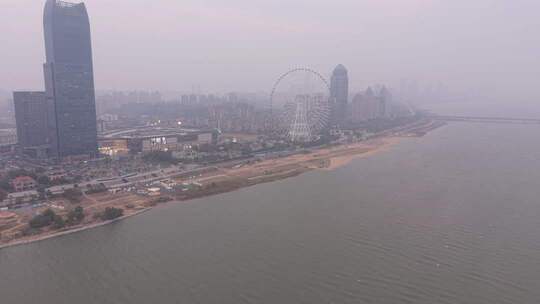 南昌摩天轮轮城市夜景航拍