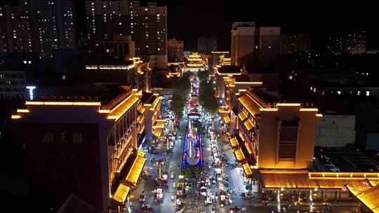 山西运城盬街鼓楼夜景视频