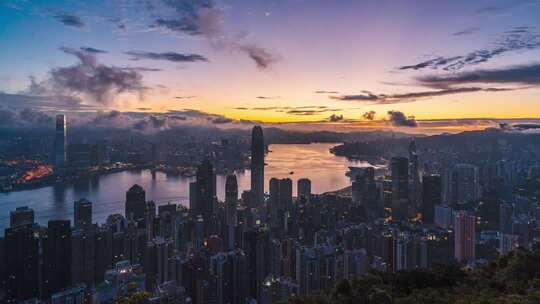香港城市日出延时