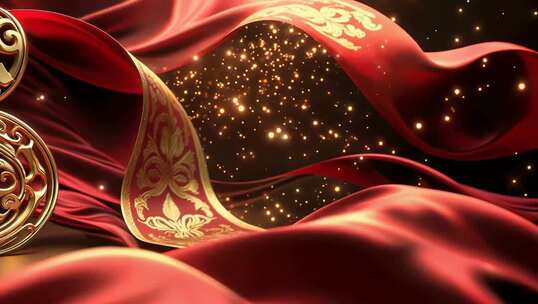 红色绸带粒子特效素材