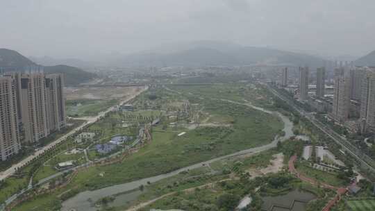 福州福清市民生态休闲公园湿地生态公园航拍