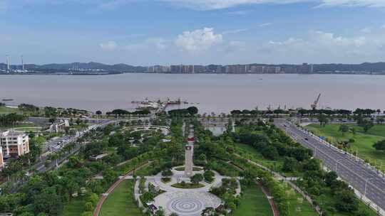 广东汕头城市绿化开放广场航拍