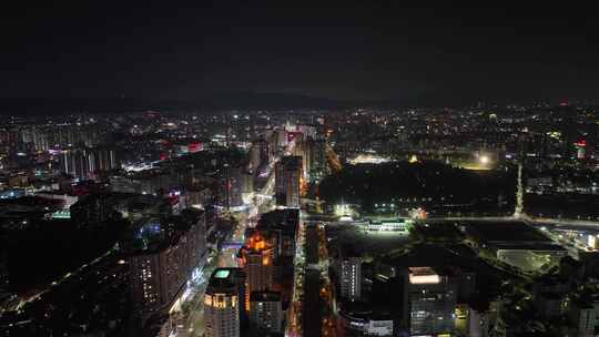 东莞虎门夜景航拍虎门镇夜景城市建筑风光