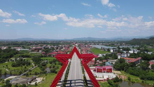 航拍江西瑞金胜利之门地标建筑