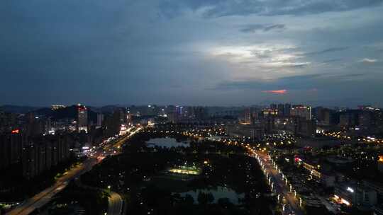 航拍江西宜春城市夜景