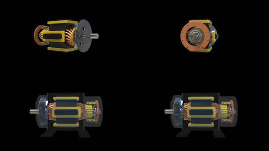 三维电动机内部展示，转子旋转视频素材模板下载