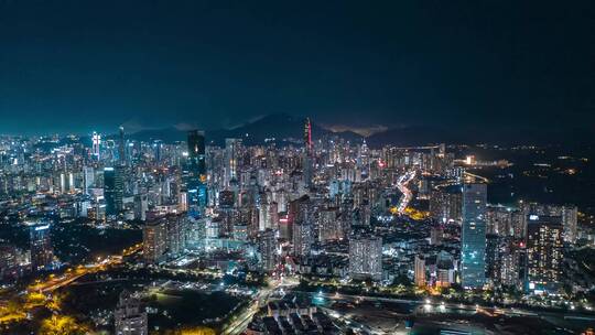 深圳大景夜景航拍福田罗湖南山区