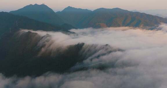 杭州千岛湖山峰高山云海风光航拍