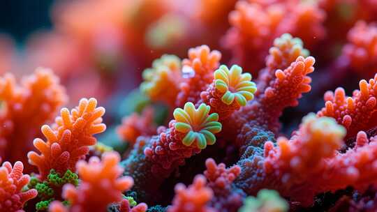 微距特写多彩珊瑚