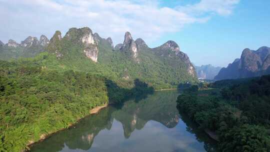 桂林市漓江风景区4k航拍桂林下龙风光