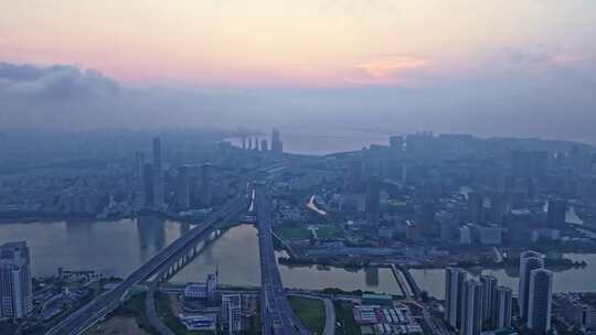 澳门半岛新葡京澳门塔CBD夜景高空航拍