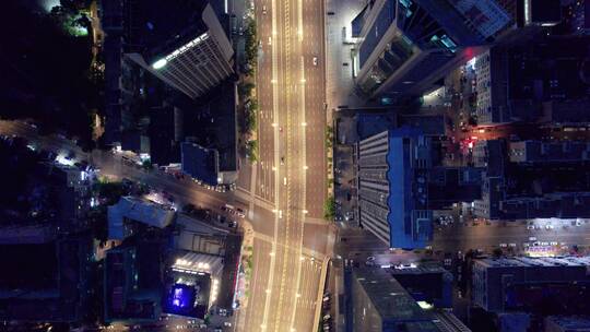 哈尔滨城市道路夜景航拍