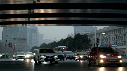 中关村四通桥冬季车流人流 傍晚街景 合集视频素材模板下载