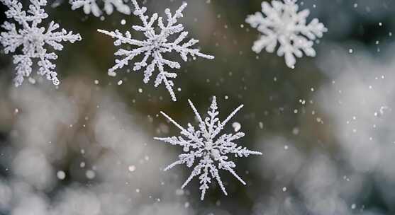 雪花特写雪景下雪天大雪纷飞白雪皑皑雪风景