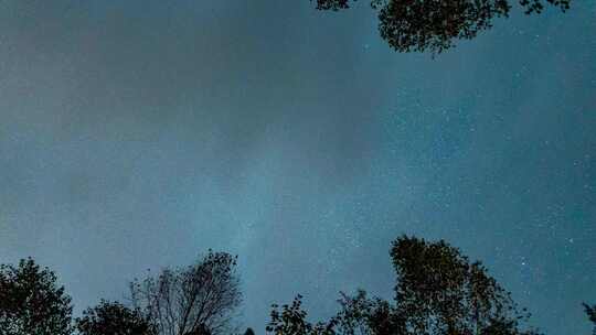 夜晚仰视星空银河延时