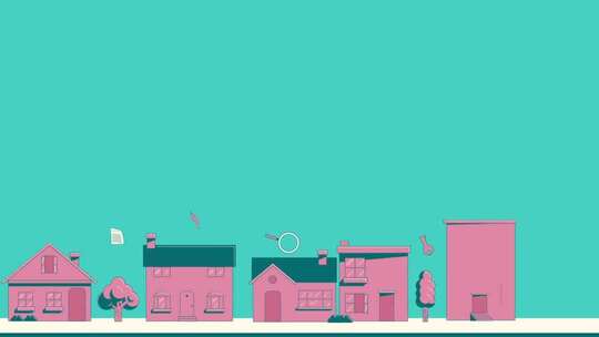 卡通风格房屋建筑动画素材
