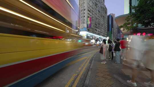 中国香港铜锣湾十字路口人流 延时摄影