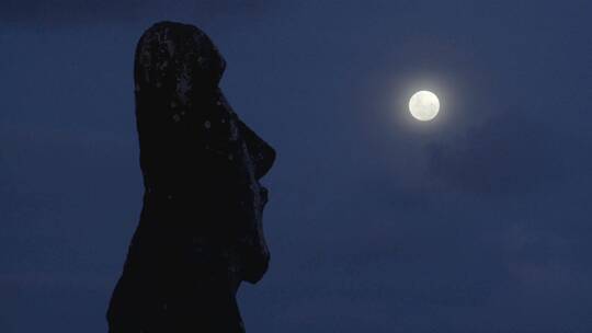 雕像在月光下的剪影