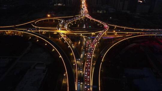 立交桥夜景航拍视频素材模板下载