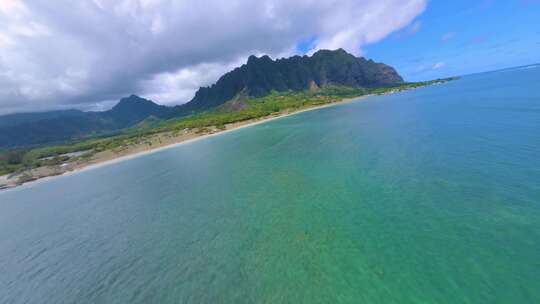 FPV无人机航拍大海海岛沙滩森林高山夏威夷