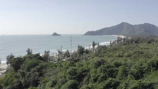 航拍大湾区海边风景