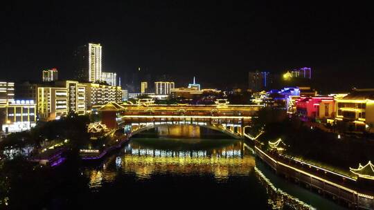 贵州铜仁古城夜景航拍