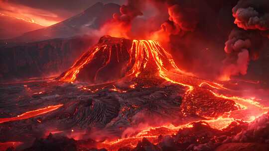 火山喷发熔岩岩浆