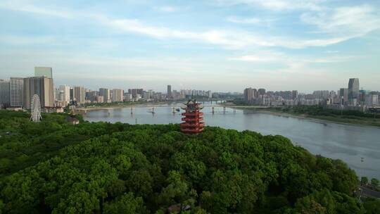 4K航拍株洲城市全景 湘江 神龙阁