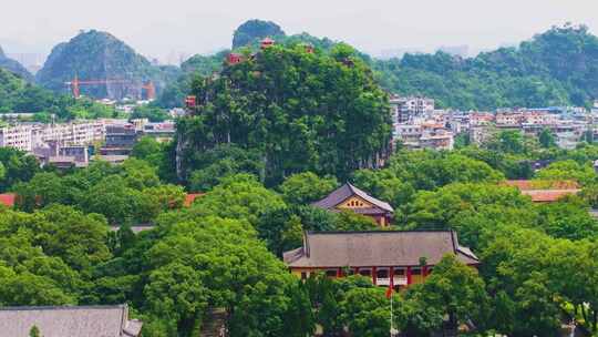 航拍桂林靖江王府独秀峰风景区