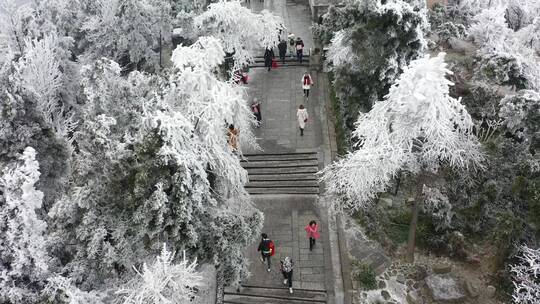 航拍南岳衡山绝美雾凇风光