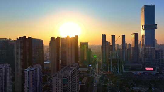 辽宁沈阳城市CBD天际线日落晚霞空境合集