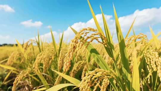 金黄稻田稻穗特写