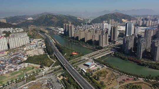 福建宁德市蕉城区城市天际线风光航拍