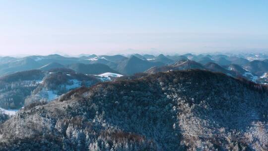 4k航拍恩施雪山雾凇风光