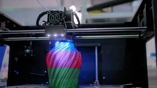 3D打印机 打印分形颜色花瓶视频素材模板下载