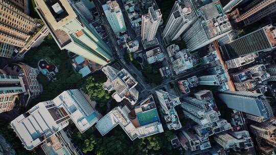 香港中环街道建筑俯拍