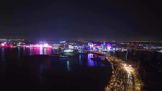 城市夜景 临港新片区滴水湖夜景航拍