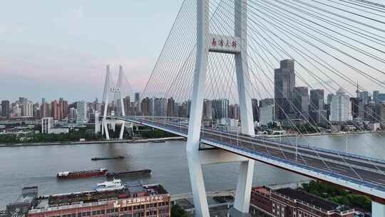 南浦大桥 上海桥梁 黄浦江 上海城市日出视频素材模板下载
