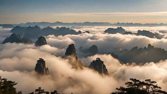 山峦云海壮丽风光