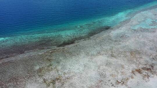 航拍羊卓雍措湖岸清澈的湖水