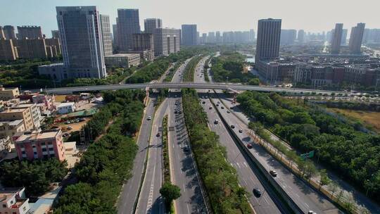 厦门航拍城市道路交通景观