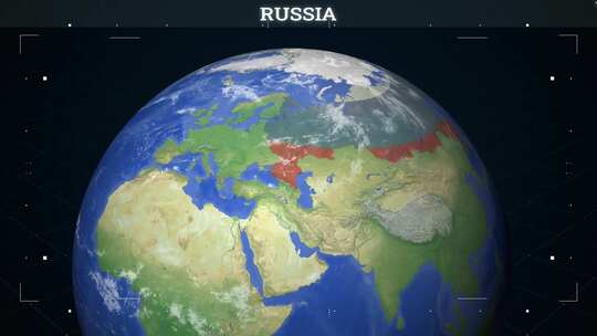 俄罗斯地图来自地球与旗帜