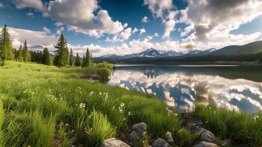 湖光山色自然风景