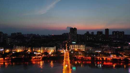 航拍四川乐山夜景