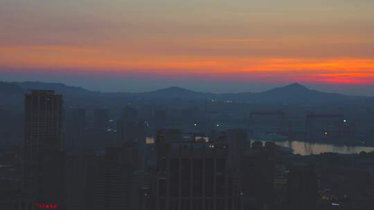 都市黄昏 都市傍晚 夕阳视频素材模板下载