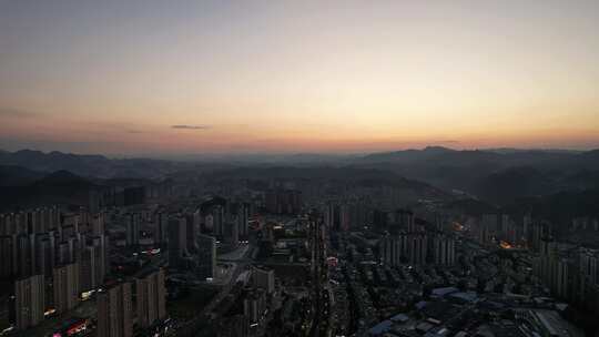 贵州凯里城市日落晚霞夕阳航拍