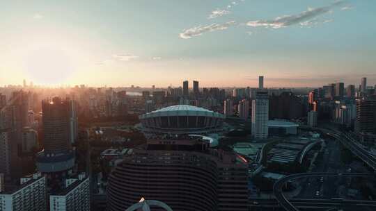 上海徐家汇清晨朝阳