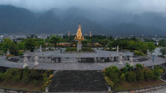 大理天龙八部城三塔城市景观航拍